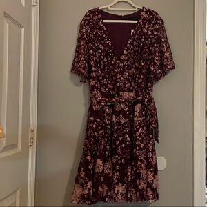 Floral Lace Dress in Burgundy and Pink